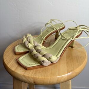 NEW Anthropologie Vicenza Braided Leather Kitten Heel Sandals